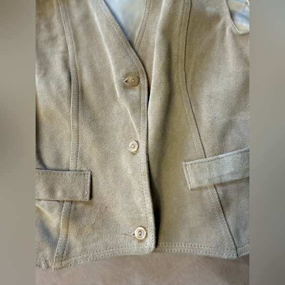 Vintage Cowhide Suede Leather Brown Button Up Vest Women’s Size XL - Picture 2 of 6